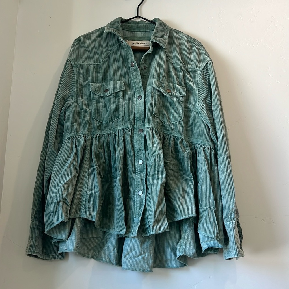 FREE PEOPLE Corduroy green blouse